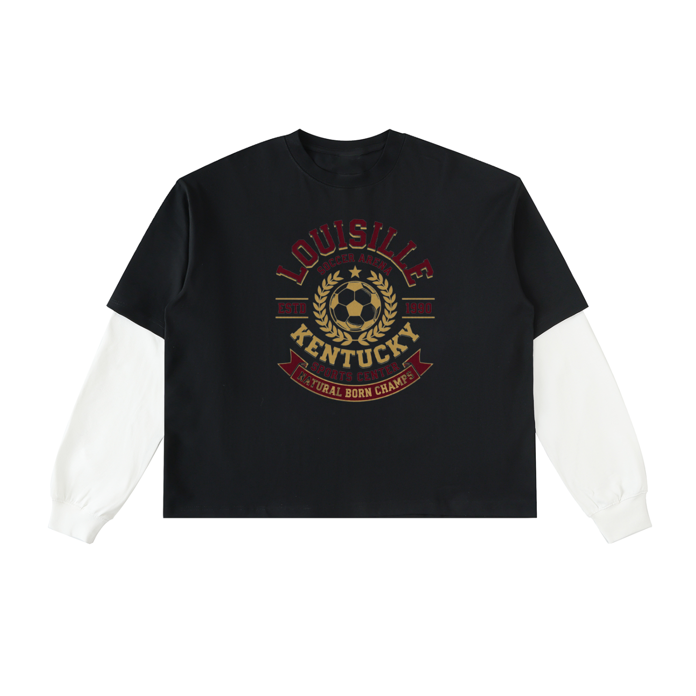 Layered Contrast Sleeve Cotton T-Shirt