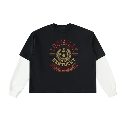 Storavio Layered Contrast Sleeve Cotton T-Shirt
