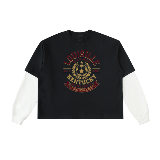 Layered Contrast Sleeve Cotton T-Shirt