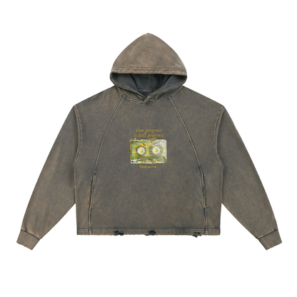 Vintage Washed Frayed-Hem Hoodie