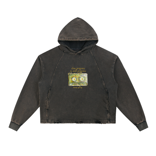 Vintage Washed Frayed-Hem Hoodie