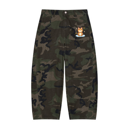 Storavio Men's Camo Barrel Leg Cargo Pants