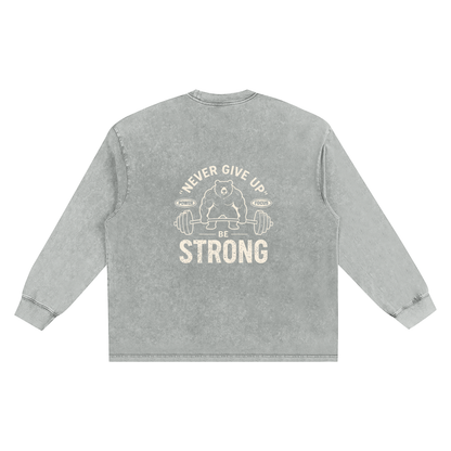 Storavio Snow Washed Frayed Edge Long Sleeve Tee