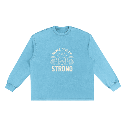 Storavio Snow Washed Frayed Edge Long Sleeve Tee