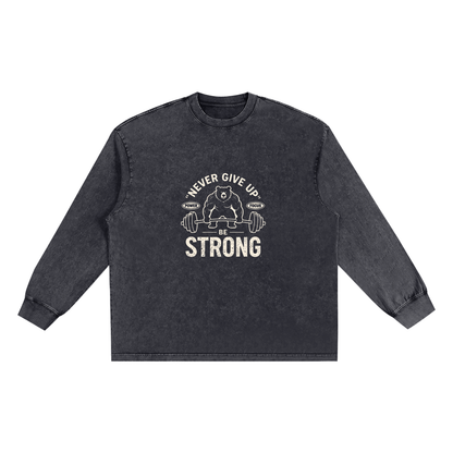 Storavio Snow Washed Frayed Edge Long Sleeve Tee
