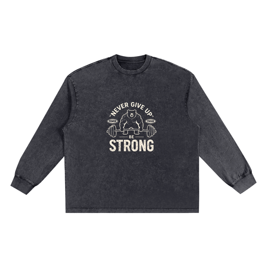 Storavio Snow Washed Frayed Edge Long Sleeve Tee