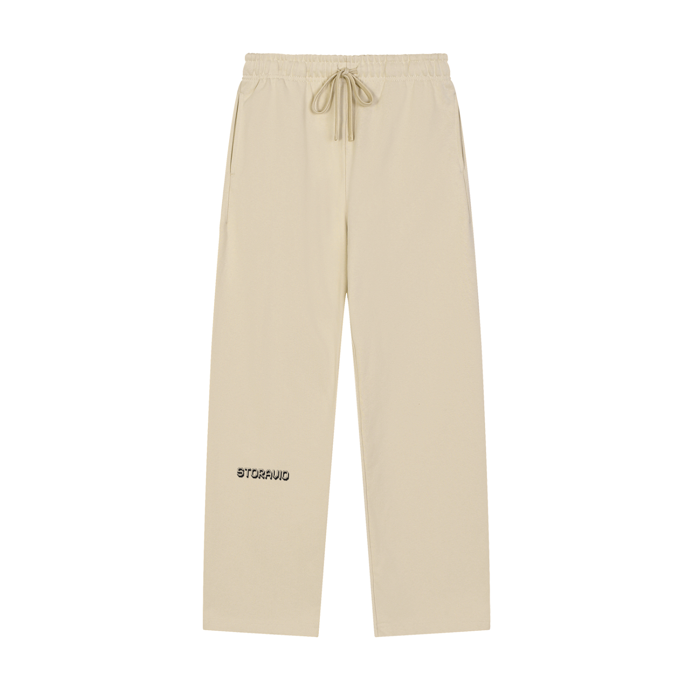 Storavio Solid Color Straight-Leg Sweatpants (Oat Gray)