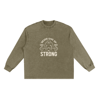 Storavio Snow Washed Frayed Edge Long Sleeve Tee