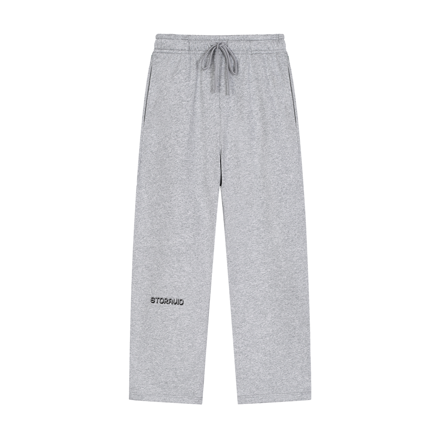 Storavio Solid Color Straight-Leg Sweatpants (Oat Gray)