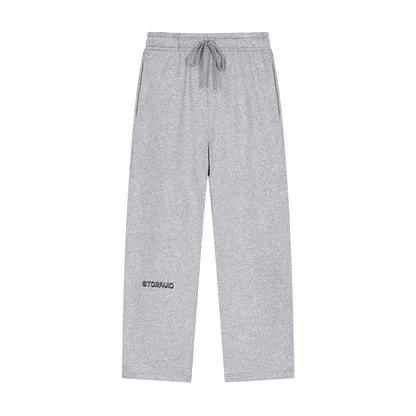 Storavio Solid Color Straight-Leg Sweatpants (Oat Gray)