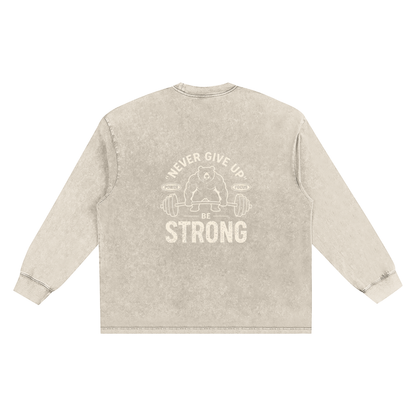 Storavio Snow Washed Frayed Edge Long Sleeve Tee