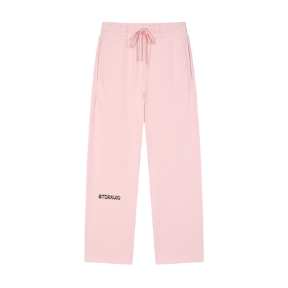 Storavio Solid Color Straight-Leg Sweatpants (Oat Gray)