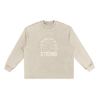 Storavio Snow Washed Frayed Edge Long Sleeve Tee