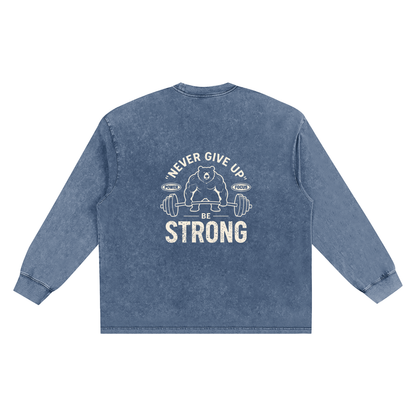 Storavio Snow Washed Frayed Edge Long Sleeve Tee