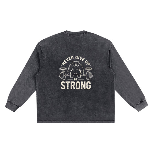 Storavio Snow Washed Frayed Edge Long Sleeve Tee
