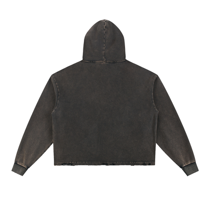 Vintage Washed Frayed-Hem Hoodie