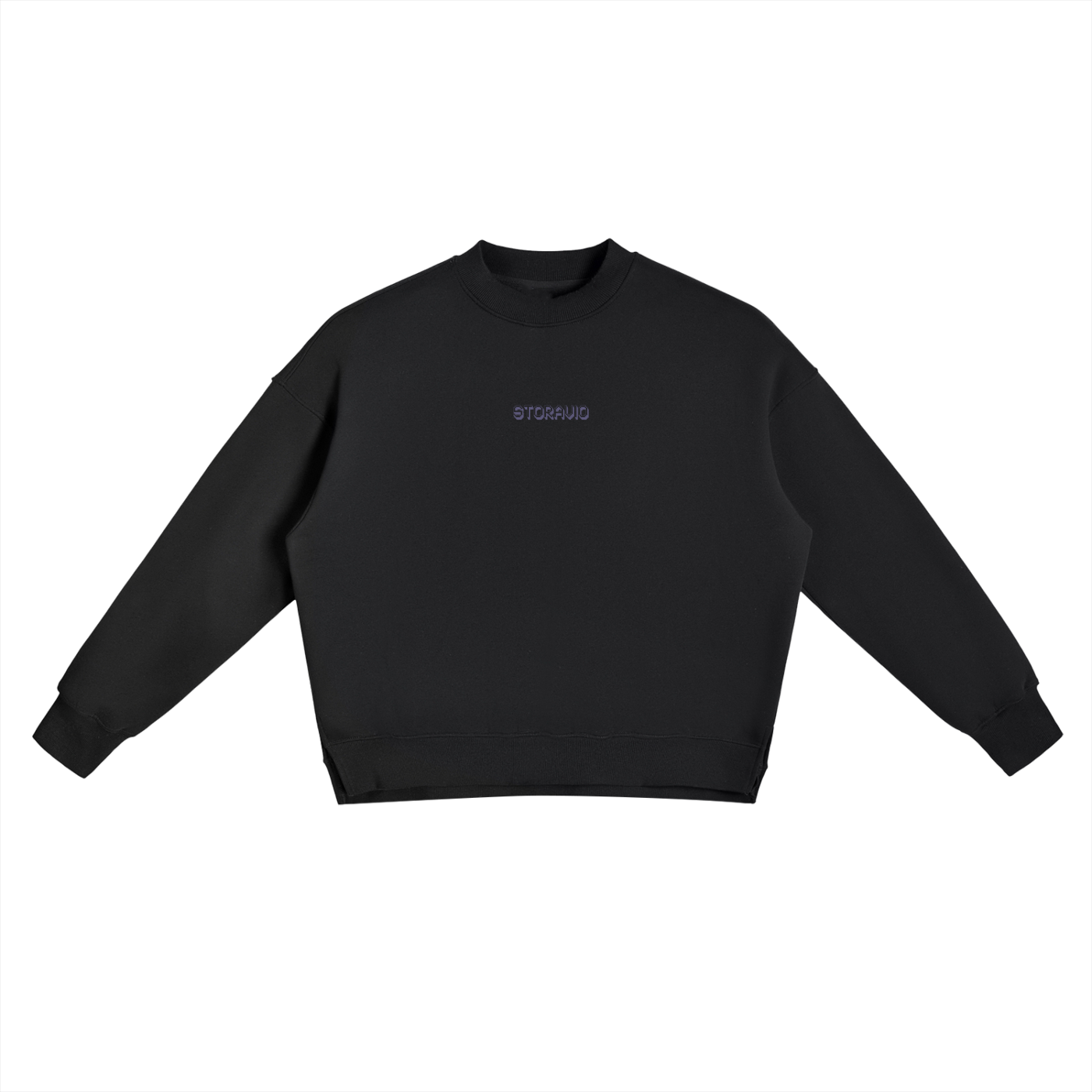 Storavio Fleece Side Slit Crewneck Sweatshirt