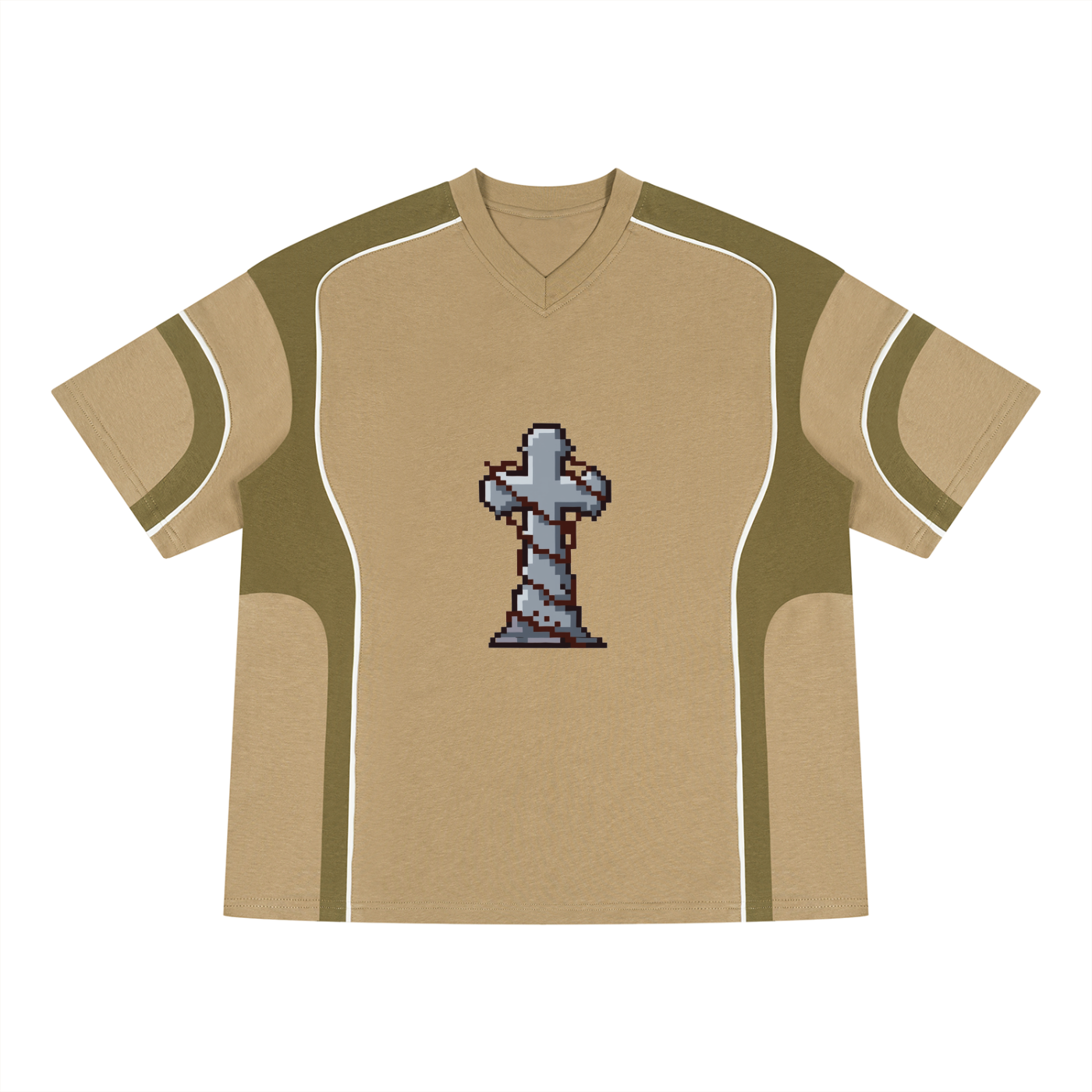 Unisex Color Block V-Neck T-Shirt