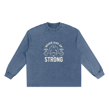 Storavio Snow Washed Frayed Edge Long Sleeve Tee