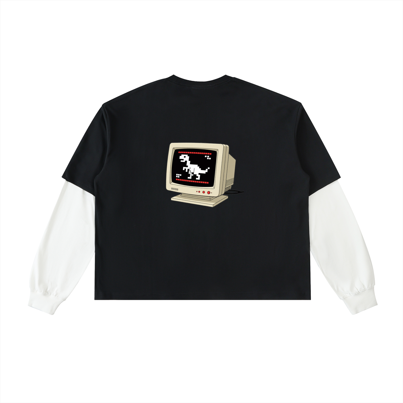 Layered Contrast Sleeve Cotton T-Shirt