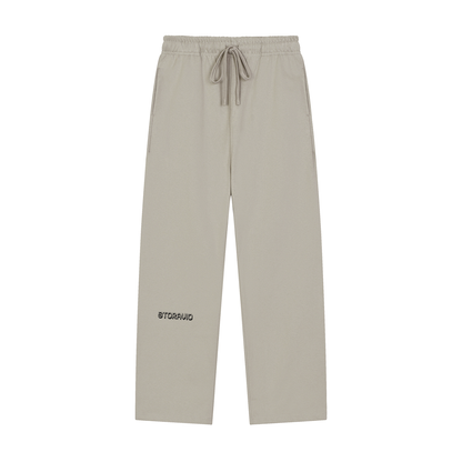 Storavio Solid Color Straight-Leg Sweatpants (Oat Gray)
