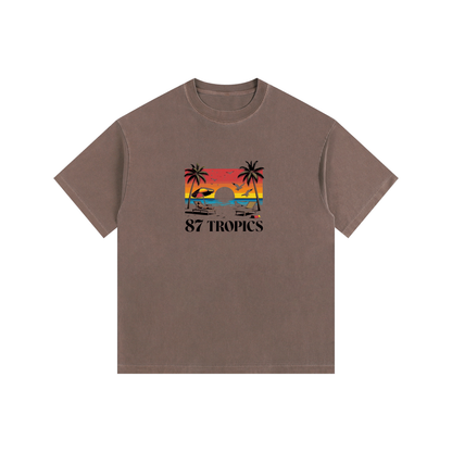 Storavio Vintage Washed Oversized Cotton T-Shirt (Coffee)