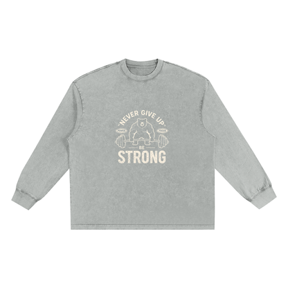 Storavio Snow Washed Frayed Edge Long Sleeve Tee