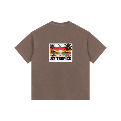 Storavio Vintage Washed Oversized Cotton T-Shirt (Coffee)