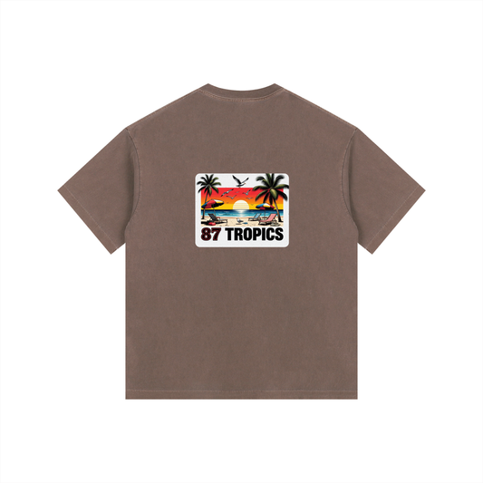 Storavio Vintage Washed Oversized Cotton T-Shirt (Coffee)