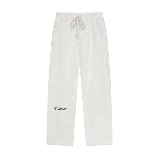 Storavio Solid Color Straight-Leg Sweatpants (Oat Gray)