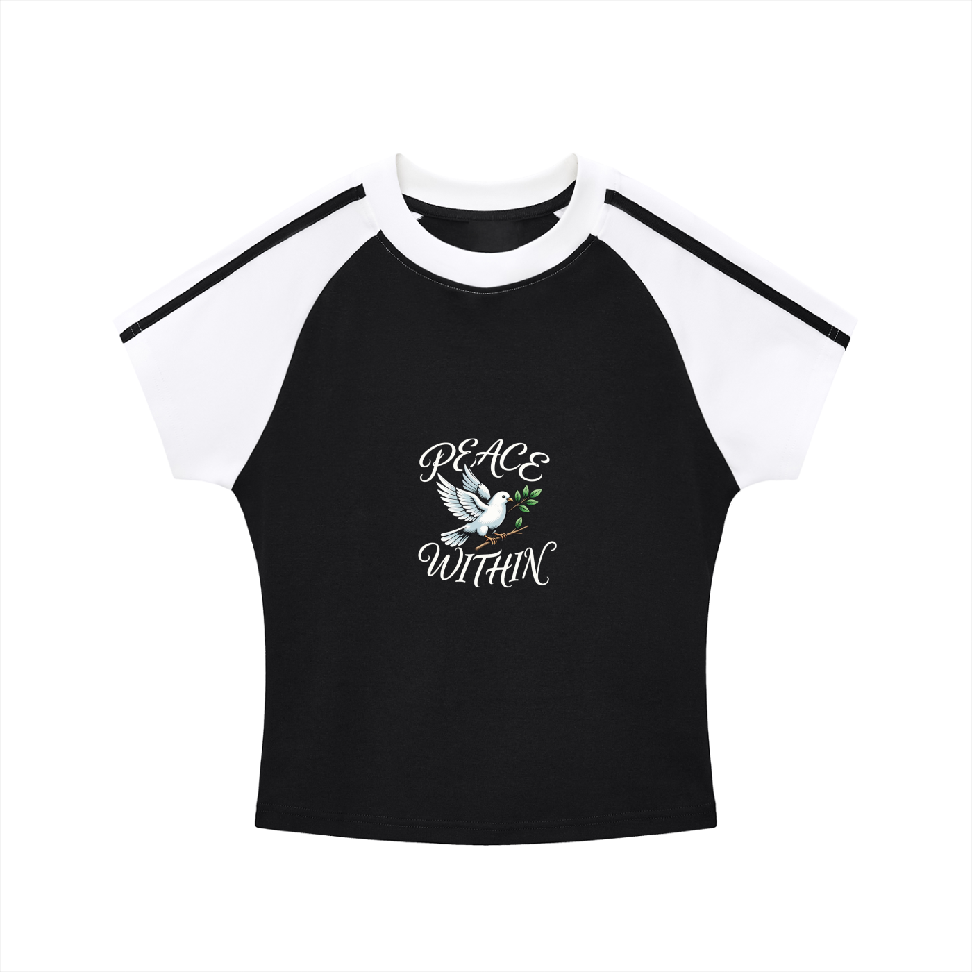 Contrast Stripes Bodycon Raglan  Sleeve T-Shirt
